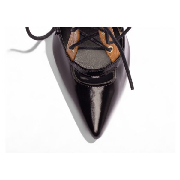 Sapato Scarpin Preto Vintage Caramelo Salto 12 - Imagem 4