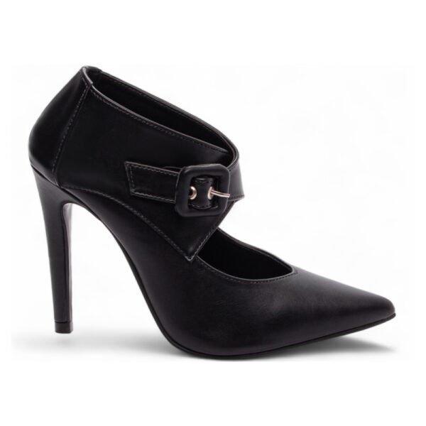 Sapato Scarpin  Preto Fivela de Ajuste Salto 12