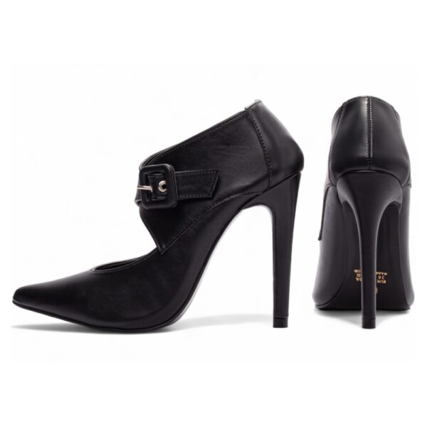 Sapato Scarpin  Preto Fivela de Ajuste Salto 12 - Imagem 2
