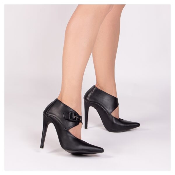Sapato Scarpin  Preto Fivela de Ajuste Salto 12 - Imagem 5