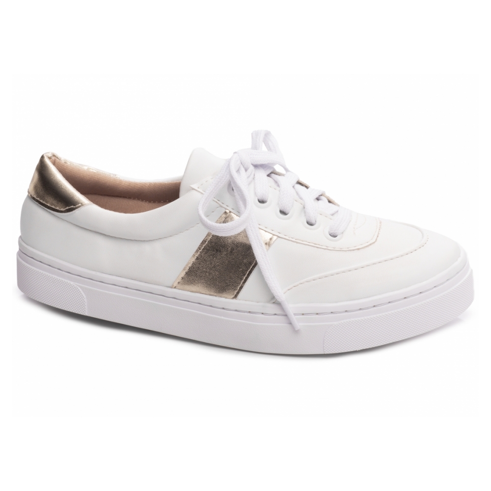 Tênis Feminino Cadarço Branco e ilhós na cor Branco