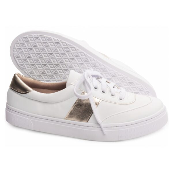 Tênis Feminino Cadarço Branco e ilhós na cor Branco - Imagem 4