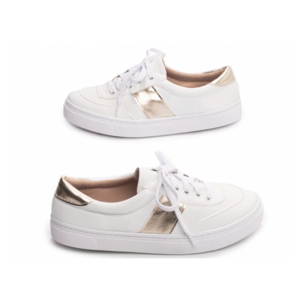Tênis Feminino Cadarço Branco e ilhós na cor Branco - Imagem 5