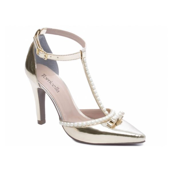 Sapato Scarpin Ouro Light com Strass