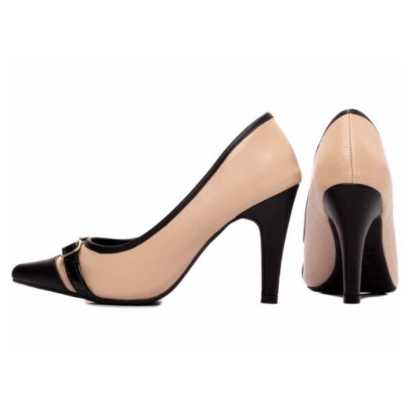 Sapato Scarpin Bege e Preto Salto Fino - Imagem 2