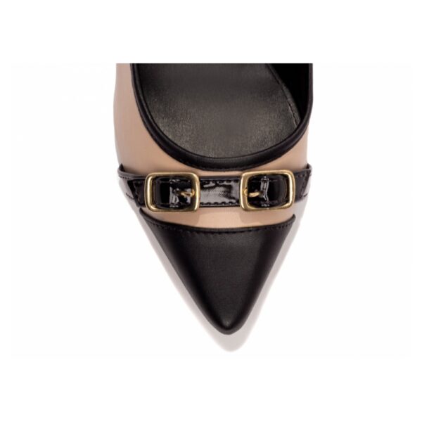 Sapato Scarpin Bege e Preto Salto Fino - Imagem 4