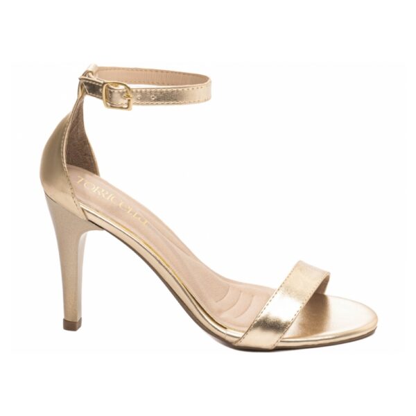 Sandália Feminina Ouro Light com Tanoleira Salto Fino Alto