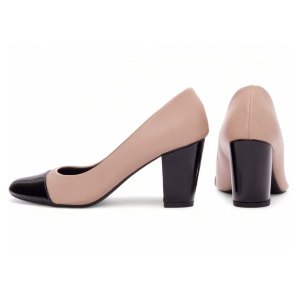 Sapato Scarpin Boneca Bico Redondo Rose e Preto - Imagem 2