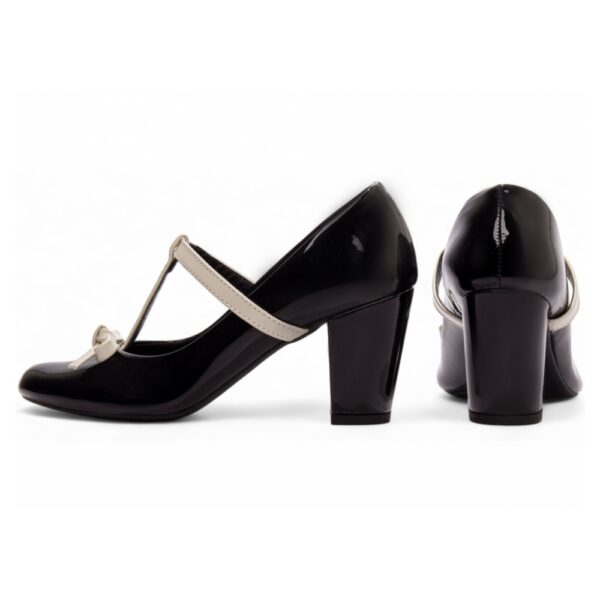 Sapato Boneca Mary Jane Preta Verniz Off White - Imagem 2