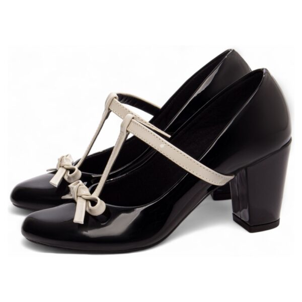 Sapato Boneca Mary Jane Preta Verniz Off White - Imagem 3