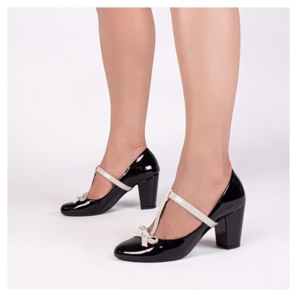 Sapato Boneca Mary Jane Preta Verniz Off White - Imagem 5