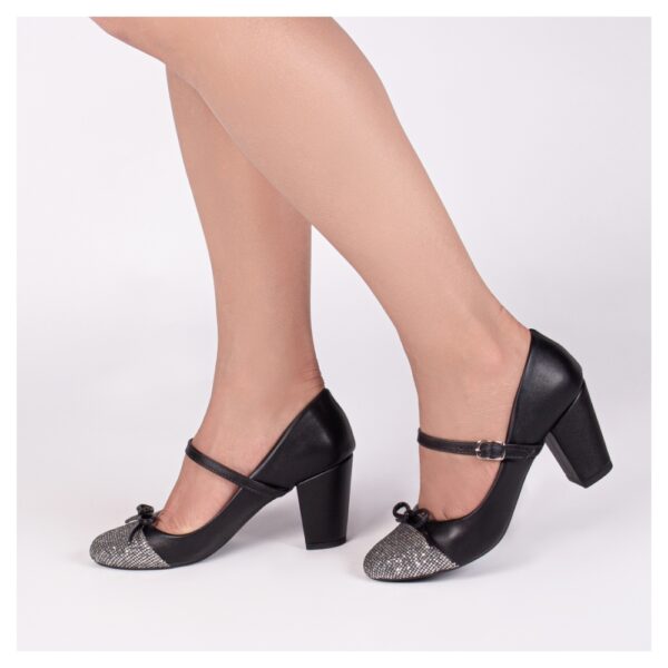 Sapato Boneca Mary Jane Preto e Glitter Prata - Imagem 5
