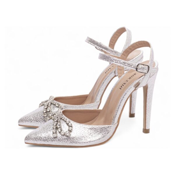 Sapato Scarpin Prata com Strass Salto 12 - Imagem 3
