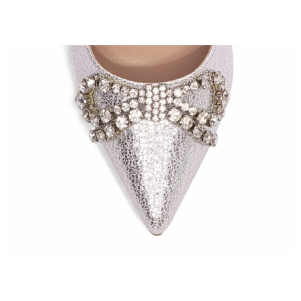 Sapato Scarpin Prata com Strass Salto 12 - Imagem 5
