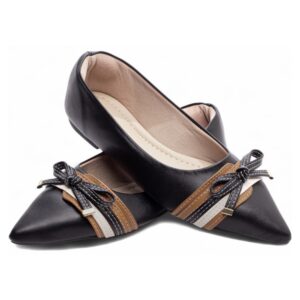 Sapatilha Feminina Bico Fino Preta Off White Caramelo
