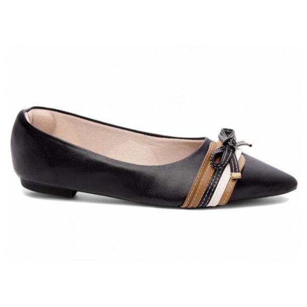 Sapatilha Feminina Bico Fino Preta Off White Caramelo - Imagem 3