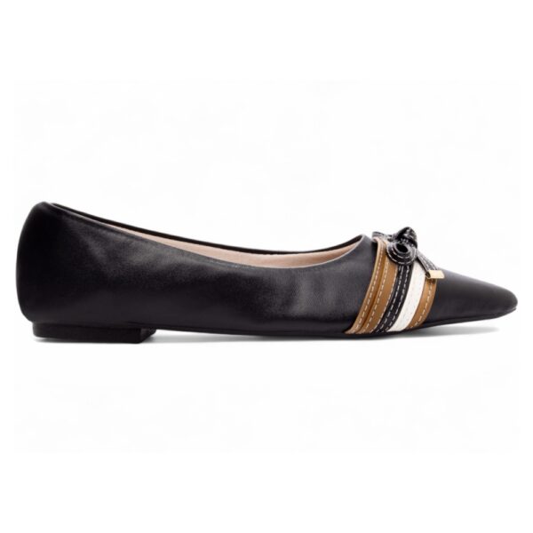Sapatilha Feminina Bico Fino Preta Off White Caramelo - Imagem 4