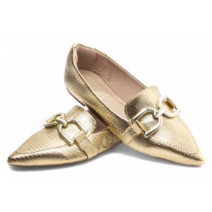 Sapatilha Mocassim Bico Fino Dourada