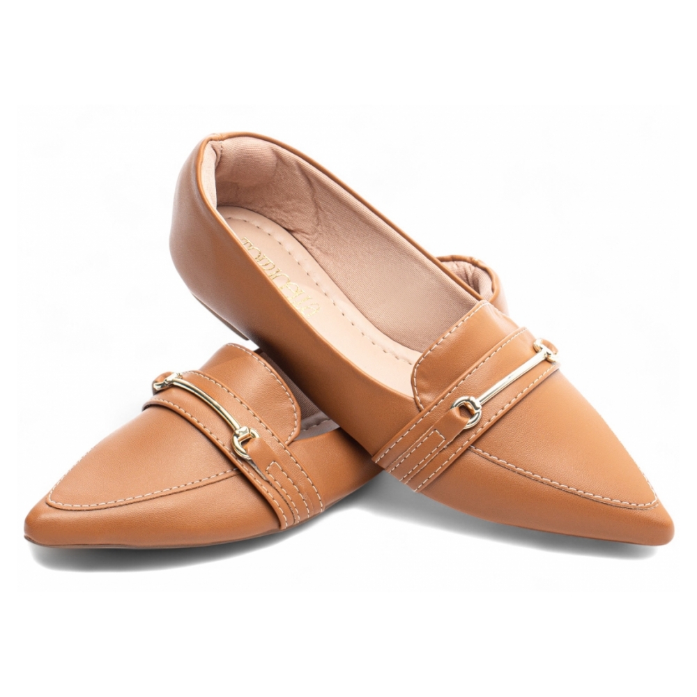 Sapatilha Mocassim Bico Fino Caramelo