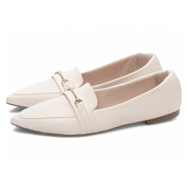 Sapatilha Mocassim Bico Fino Off White - Imagem 2