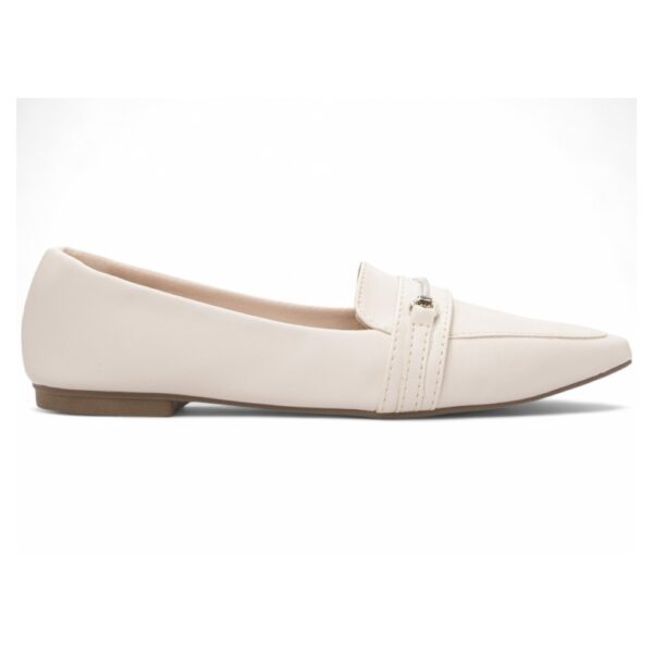Sapatilha Mocassim Bico Fino Off White - Imagem 4