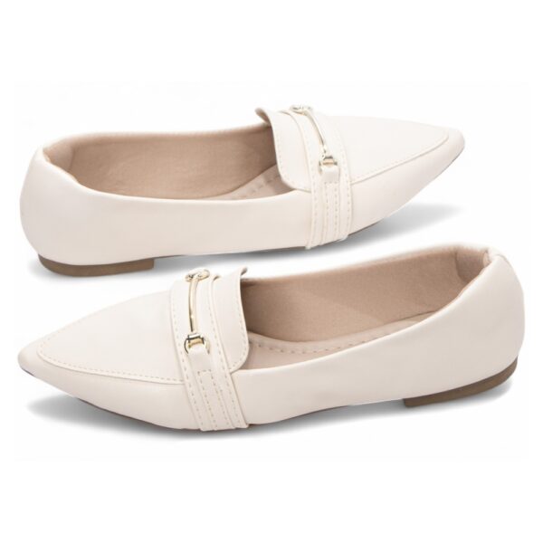 Sapatilha Mocassim Bico Fino Off White - Imagem 6