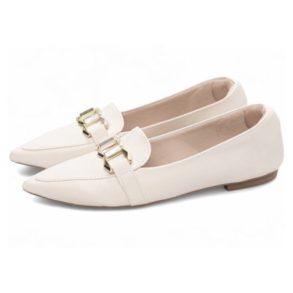 Sapatilha Mocassim Bico Fino Off White - Imagem 2