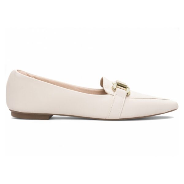 Sapatilha Mocassim Bico Fino Off White - Imagem 4