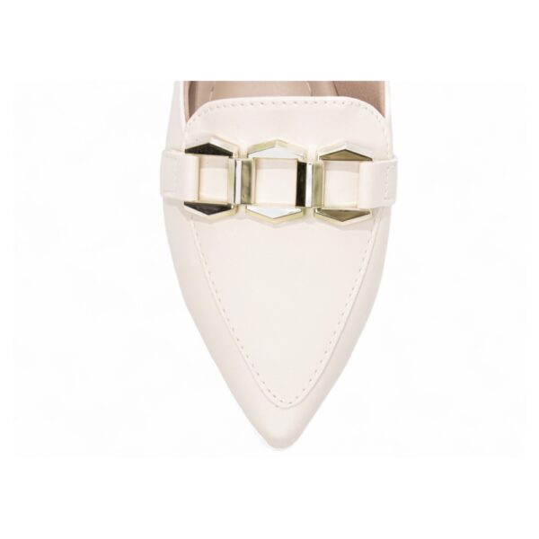 Sapatilha Mocassim Bico Fino Off White - Imagem 5