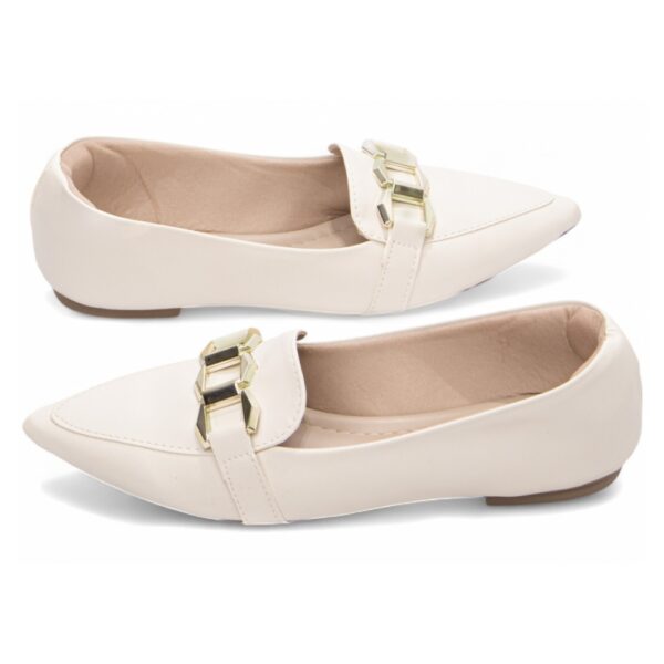 Sapatilha Mocassim Bico Fino Off White - Imagem 6