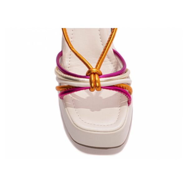 Sandália Anabela Off White, Napa Metalizado Pink, Dourado e Laranja - Imagem 6