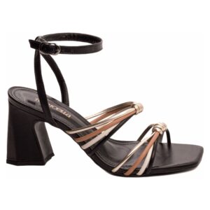 Sandália Preto, Caramelo, Dourado e Napa Off White