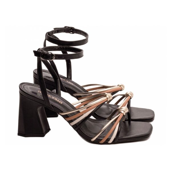 Sandália Preto, Caramelo, Dourado e Napa Off White - Imagem 4