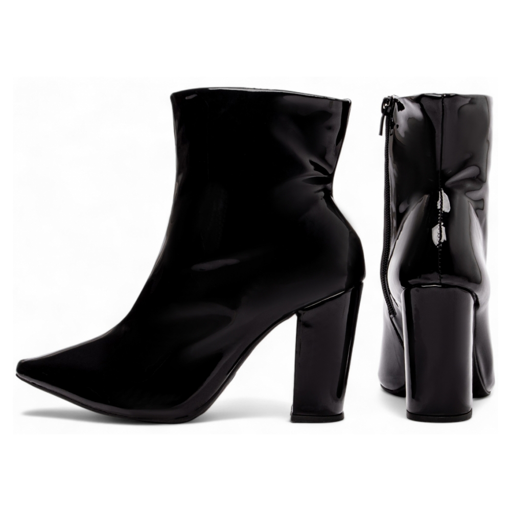Bota Cano Curto Verniz Preto