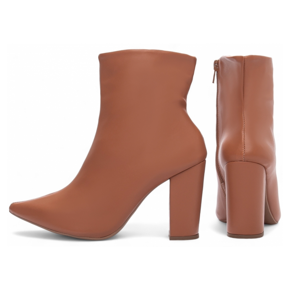 Bota Cano Curto Ziper Lateral Caramelo