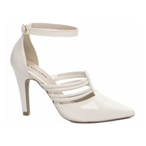 Sapato Scarpin Off White com Tiras Bico Fino