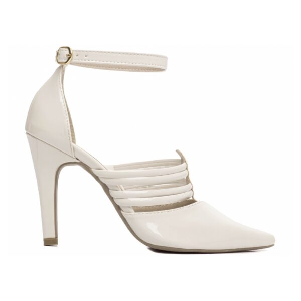 Sapato Scarpin Off White com Tiras Bico Fino - Imagem 2