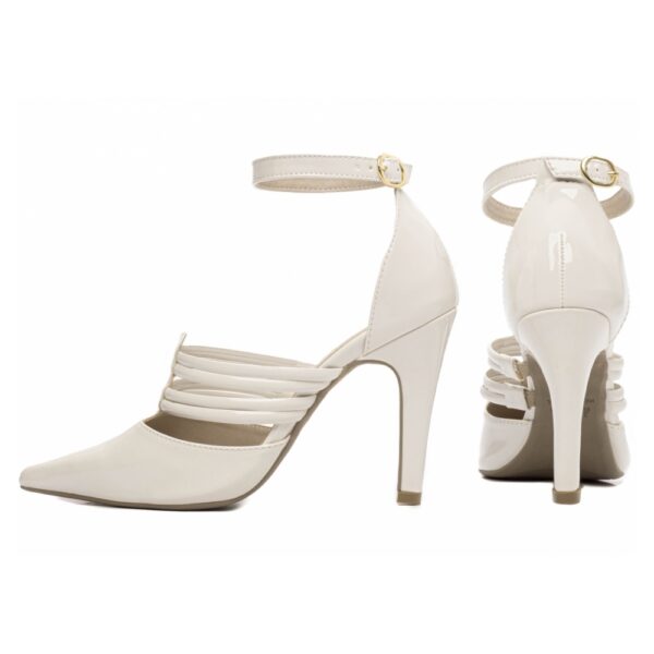 Sapato Scarpin Off White com Tiras Bico Fino - Imagem 3