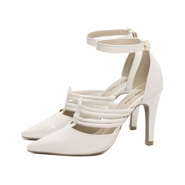 Sapato Scarpin Off White com Tiras Bico Fino - Imagem 4