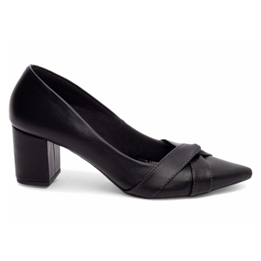 Sapato Scarpin Preto com Tiras em nó
