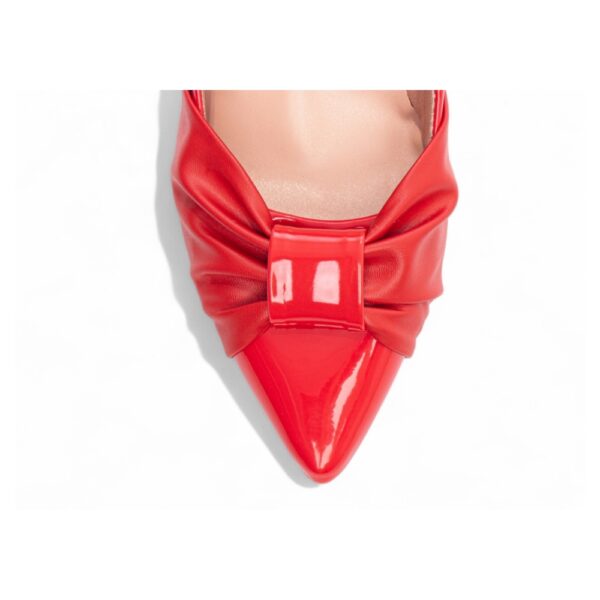 Sapato Scarpin Verniz Vermelho Tiras em Laço - Imagem 6