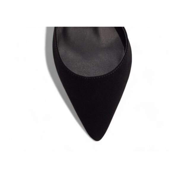 Sapato Scarpin Nobuck Preto Manta de Strass na cor Prata - Imagem 6