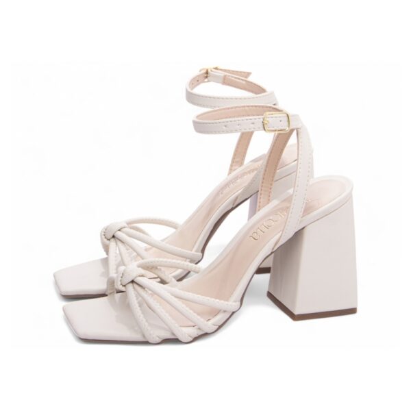 Sandália Off White Salto Grosso - Imagem 3