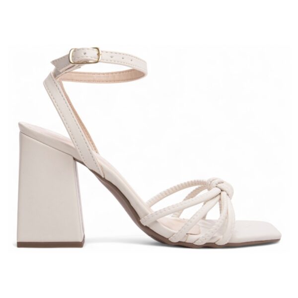 Sandália Off White Salto Grosso - Imagem 5