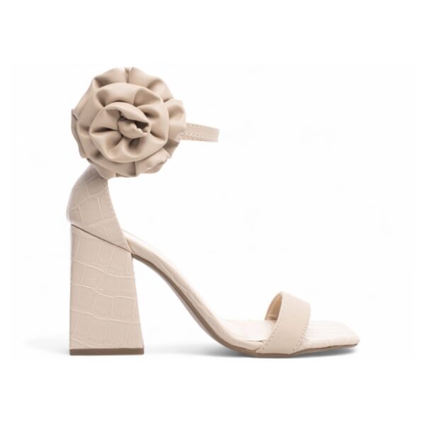 Sandália Croco Bege Com Flor Removível - Imagem 7