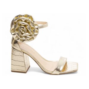 Sandália Croco Ouro Light com Flor Removível