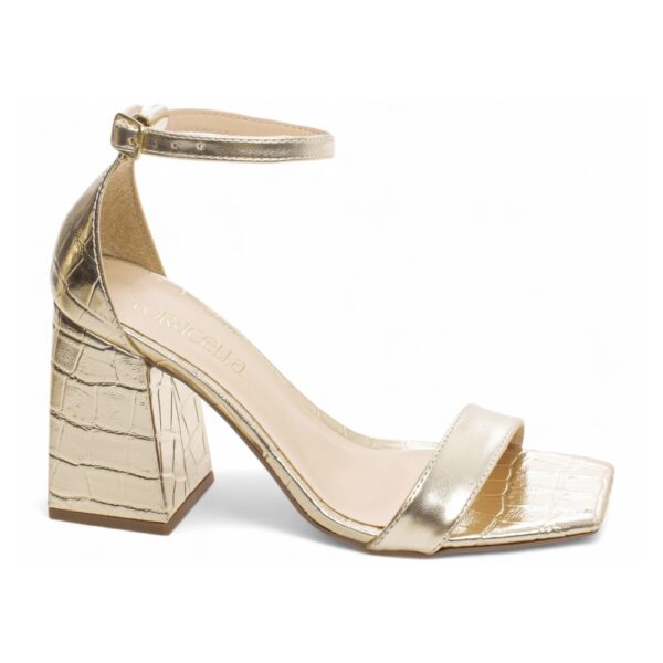 Sandália Croco Ouro Light com Flor Removível - Imagem 2