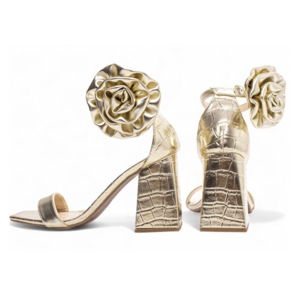 Sandália Croco Ouro Light com Flor Removível - Imagem 4