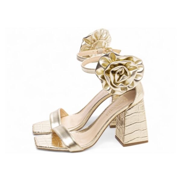 Sandália Croco Ouro Light com Flor Removível - Imagem 5
