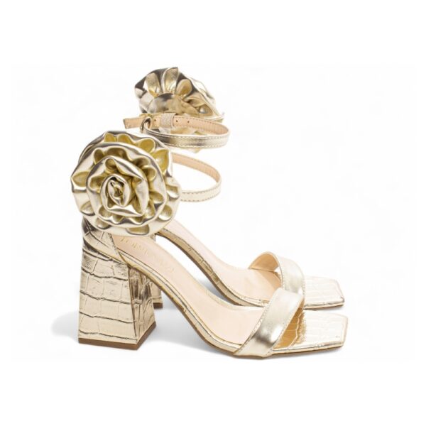Sandália Croco Ouro Light com Flor Removível - Imagem 6